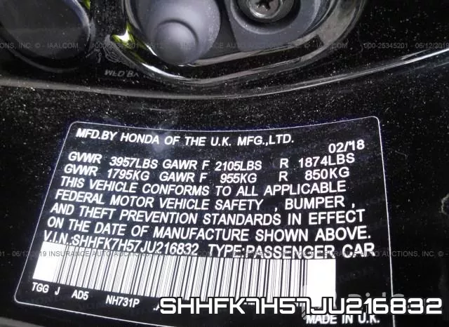 SHHFK7H57JU216832 фото 10