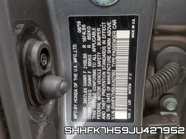 SHHFK7H59JU427952 фото 2