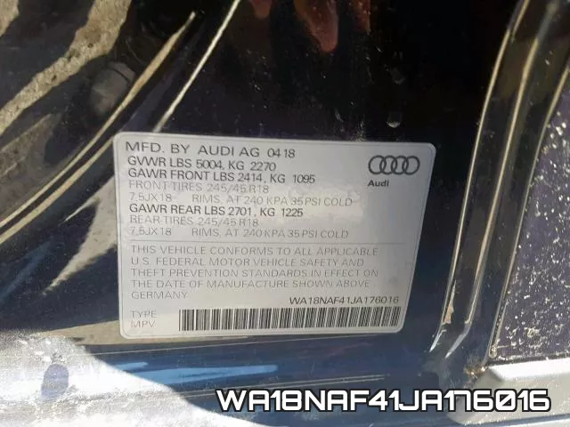 WA18NAF41JA176016 фото 2