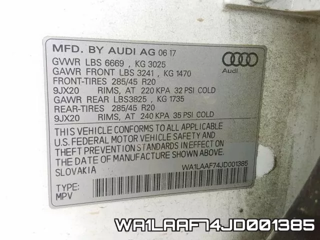 WA1LAAF74JD001385 фото 2