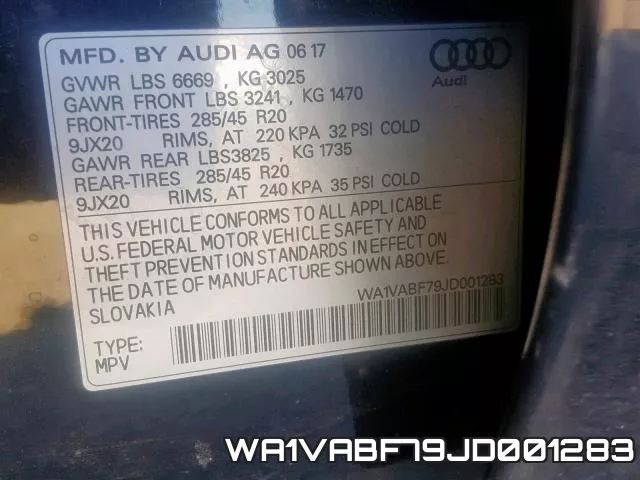 WA1VABF79JD001283 фото 2