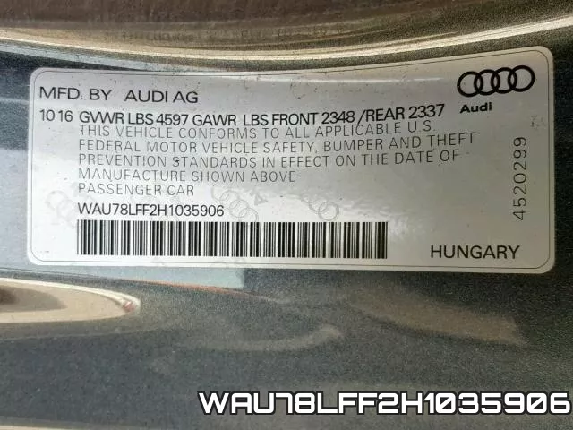 WAU78LFF2H1035906 фото 2