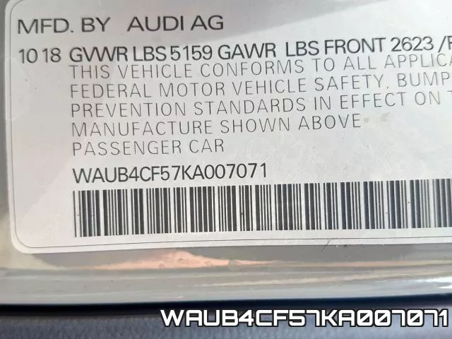 WAUB4CF57KA007071 фото 2