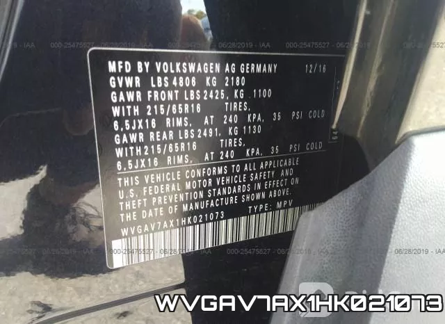 WVGAV7AX1HK021073 фото 9