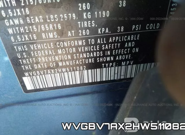 WVGBV7AX2HW511082 фото 10