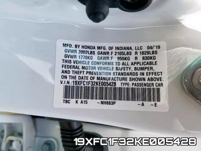 19XFC1F32KE005428 фото 2