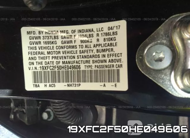 19XFC2F50HE049606 фото 10
