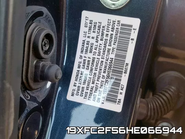 19XFC2F56HE066944 фото 2