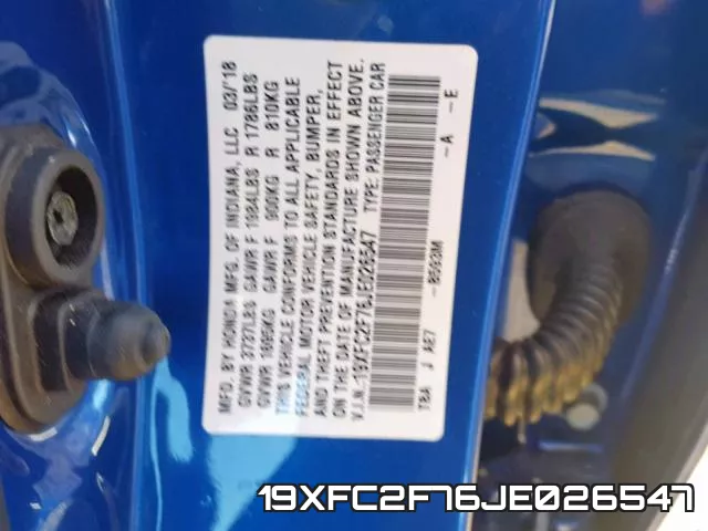 19XFC2F76JE026547 фото 2