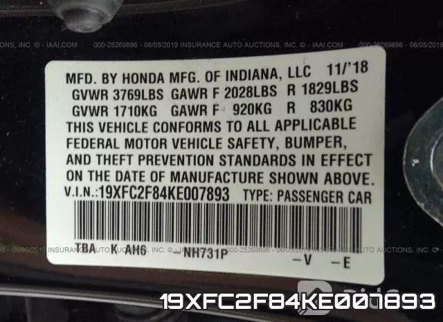 19XFC2F84KE007893 фото 10