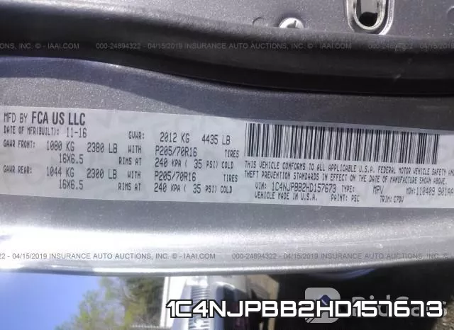 1C4NJPBB2HD157673 фото 10