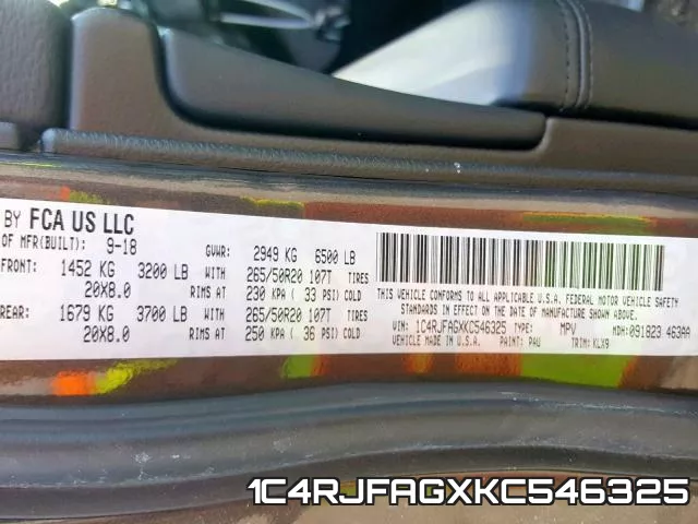 1C4RJFAGXKC546325 фото 2