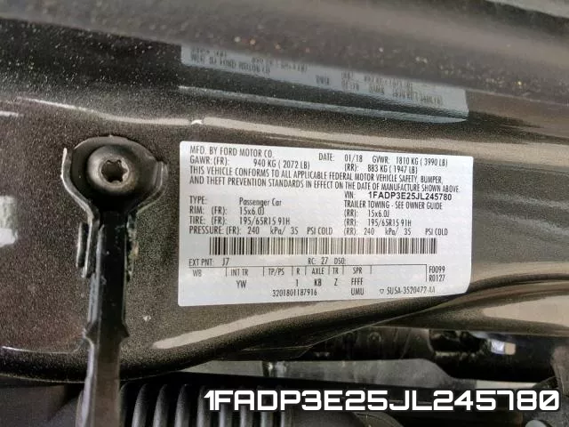 1FADP3E25JL245780 фото 2
