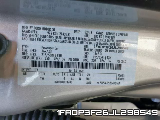 1FADP3F26JL298549 фото 2