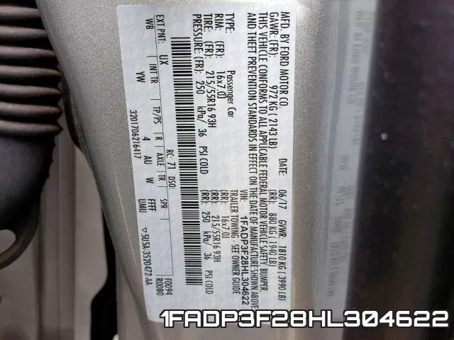 1FADP3F28HL304622 фото 2