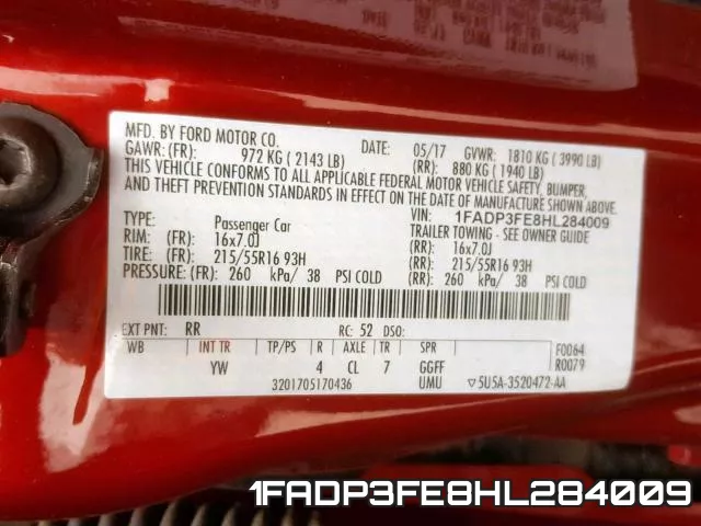 1FADP3FE8HL284009 фото 2