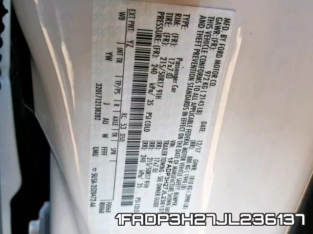 1FADP3H27JL236137 фото 2