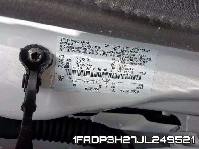 1FADP3H27JL249521 фото 2