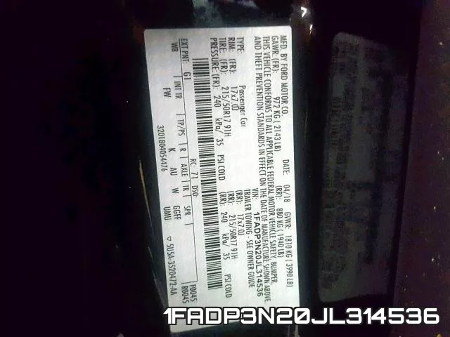 1FADP3N20JL314536 фото 2