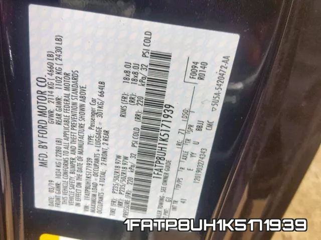 1FATP8UH1K5171939 фото 2