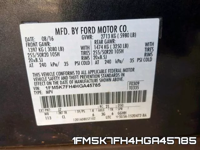 1FM5K7FH4HGA45785 фото 2