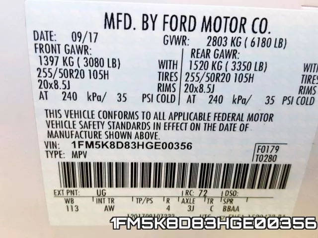 1FM5K8D83HGE00356 фото 2