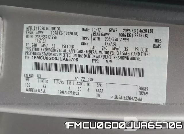 1FMCU0GD0JUA65706 фото 10