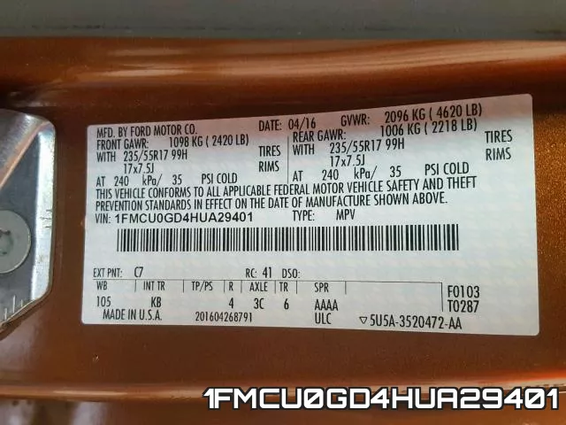 1FMCU0GD4HUA29401 фото 2