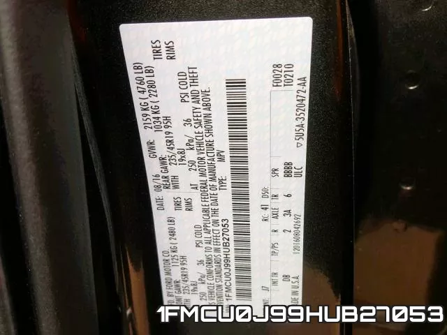 1FMCU0J99HUB27053 фото 2