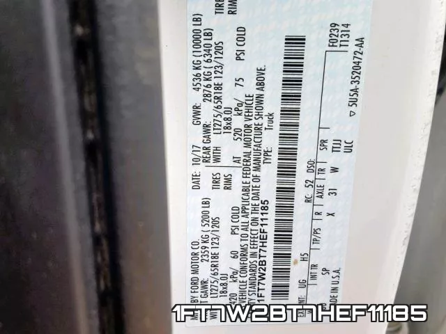 1FT7W2BT7HEF11185 фото 2