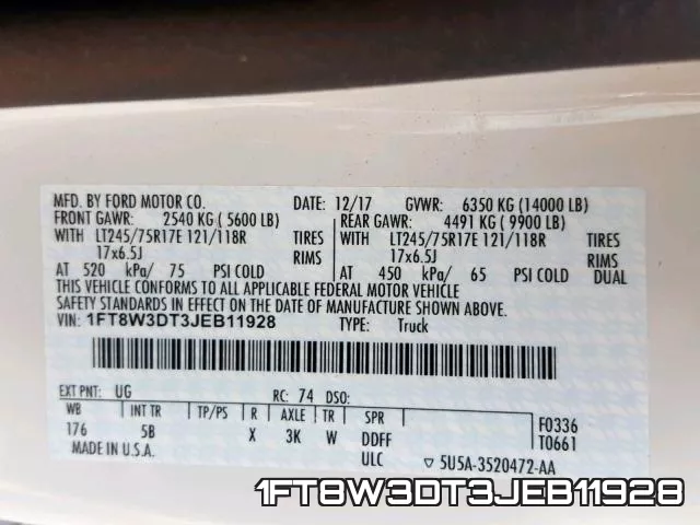 1FT8W3DT3JEB11928 фото 2