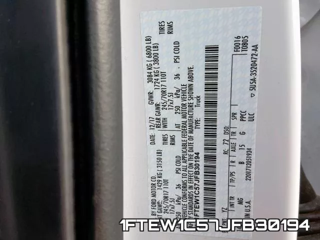 1FTEW1C57JFB30194 фото 2