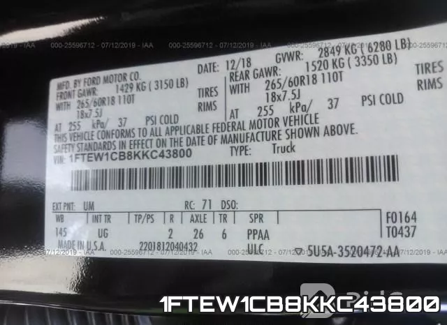 1FTEW1CB8KKC43800 фото 10