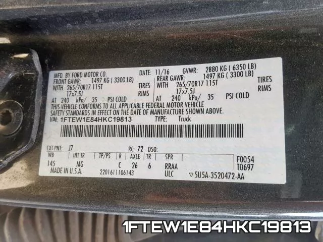 1FTEW1E84HKC19813 фото 2