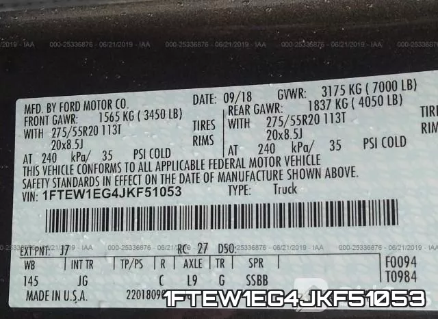 1FTEW1EG4JKF51053 фото 10