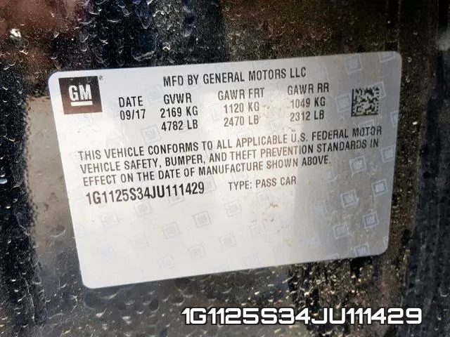 1G1125S34JU111429 фото 2