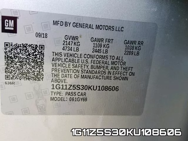 1G11Z5S30KU108606 фото 2