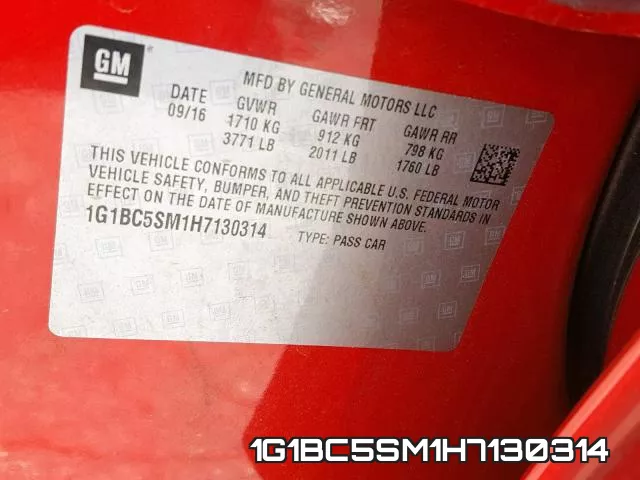 1G1BC5SM1H7130314 фото 2