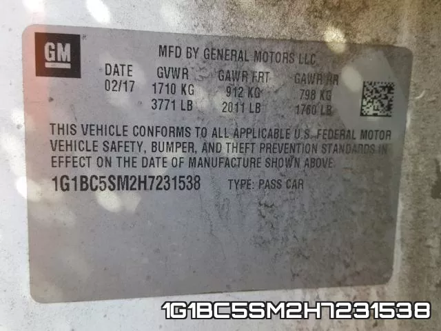 1G1BC5SM2H7231538 фото 2