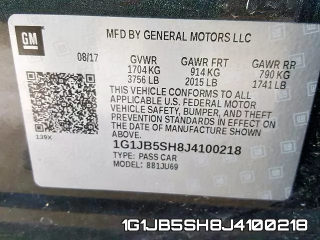 1G1JB5SH8J4100218 фото 2