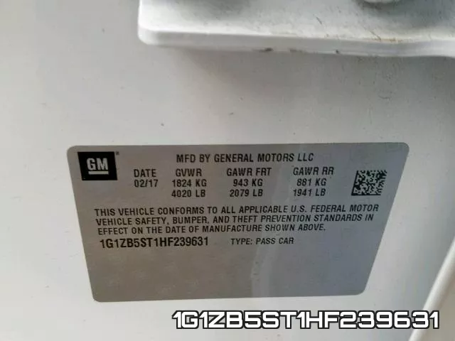 1G1ZB5ST1HF239631 фото 2