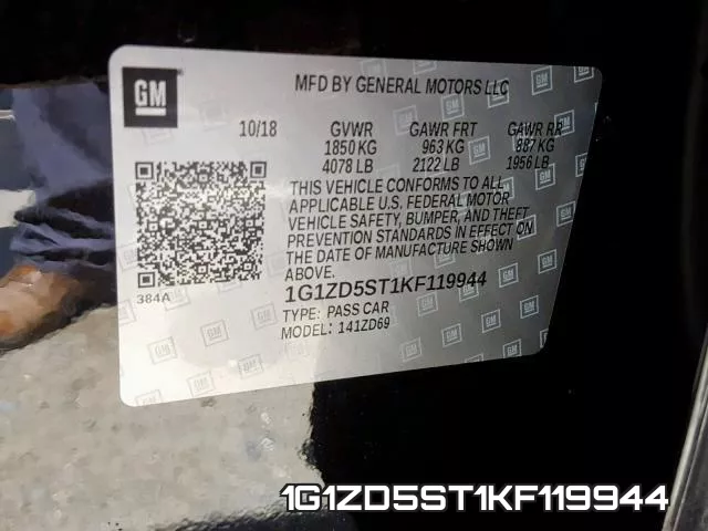 1G1ZD5ST1KF119944 фото 2