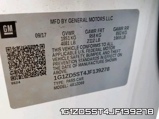 1G1ZD5ST4JF139278 фото 2