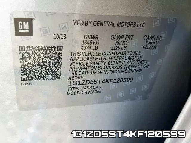 1G1ZD5ST4KF120599 фото 2