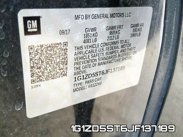 1G1ZD5ST6JF137189 фото 2