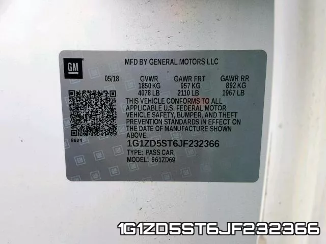 1G1ZD5ST6JF232366 фото 2