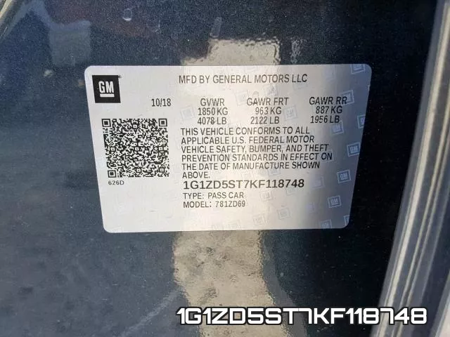 1G1ZD5ST7KF118748 фото 2