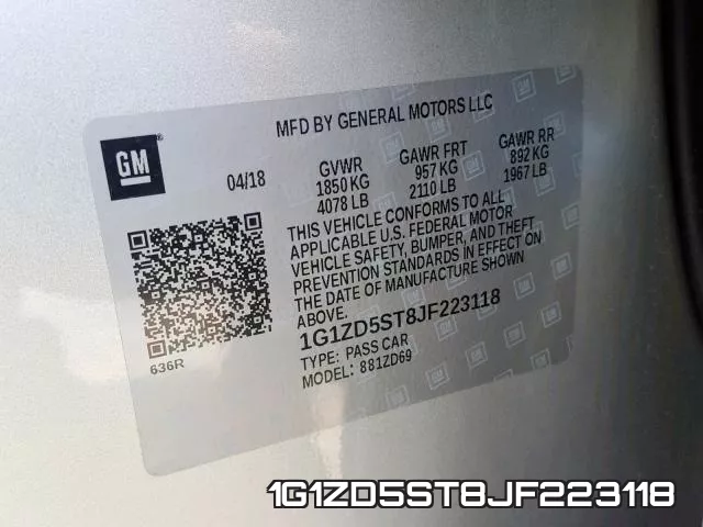 1G1ZD5ST8JF223118 фото 2