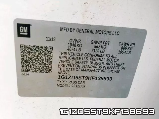 1G1ZD5ST9KF138693 фото 2