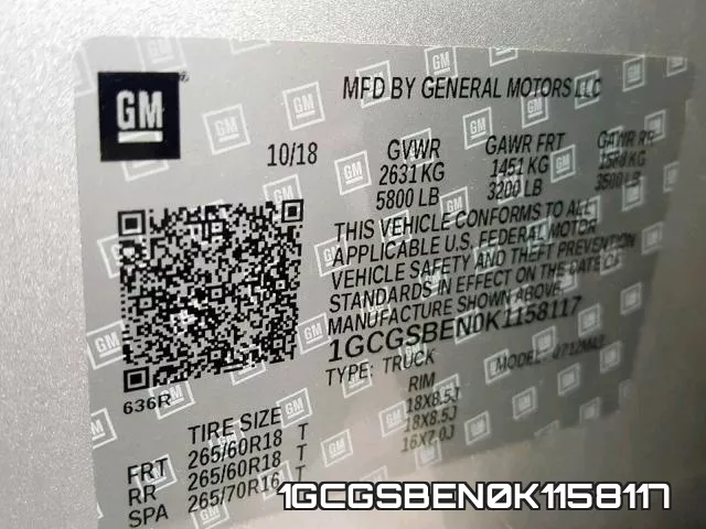 1GCGSBEN0K1158117 фото 2